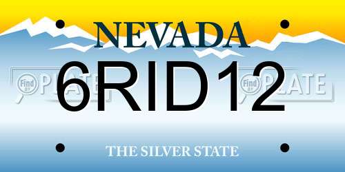 6RID12 Nevada License Plate
