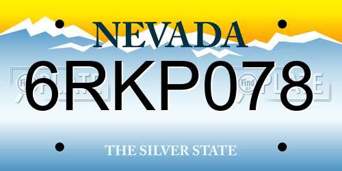 6RKP078 Nevada License Plate