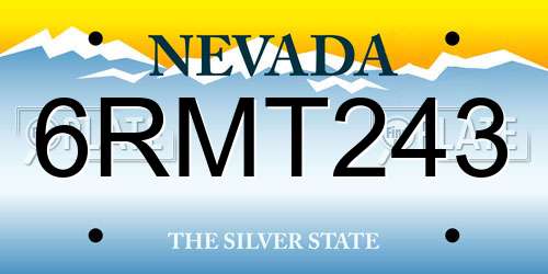 6RMT243 Nevada License Plate