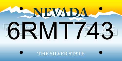 6RMT743 Nevada License Plate