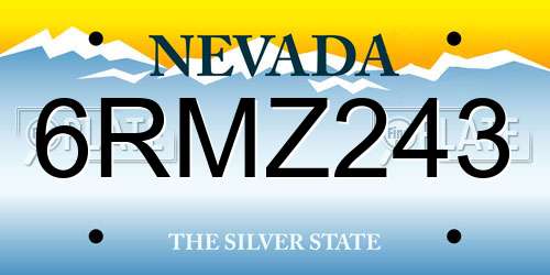 6RMZ243 Nevada License Plate