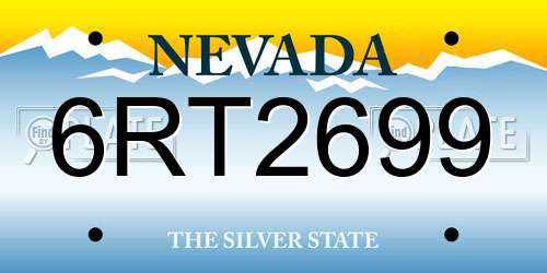 6RT2699 Nevada License Plate