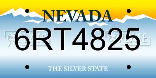 6RT4825 Nevada License Plate