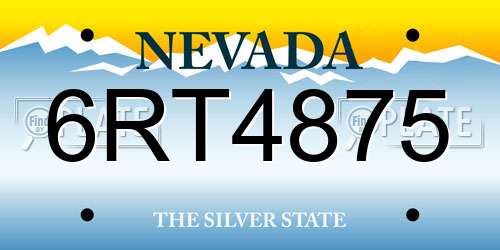 6RT4875 Nevada License Plate
