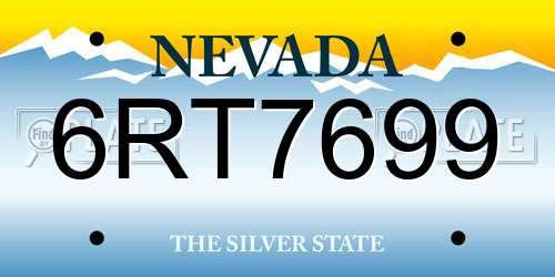 6RT7699 Nevada License Plate