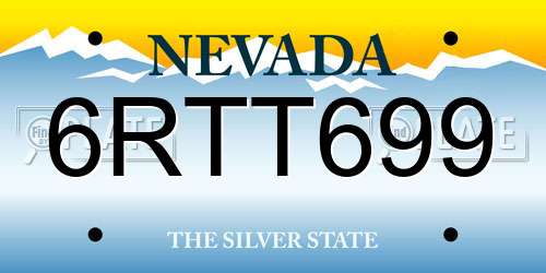 6RTT699 Nevada License Plate
