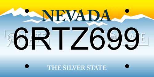 6RTZ699 Nevada License Plate