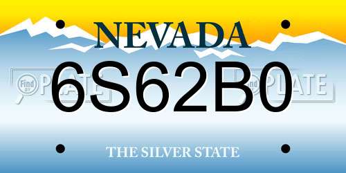 6S62B0 Nevada License Plate