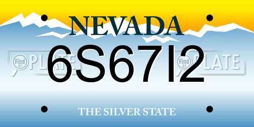 6S67I2 Nevada License Plate