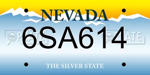 6SA614 Nevada License Plate