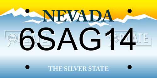 6SAG14 Nevada License Plate