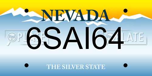 6SAI64 Nevada License Plate