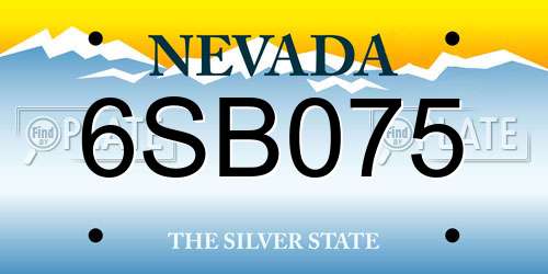 6SB075 Nevada License Plate