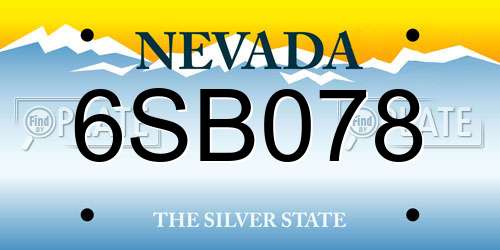 6SB078 Nevada License Plate