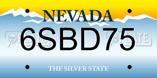 6SBD75 Nevada License Plate