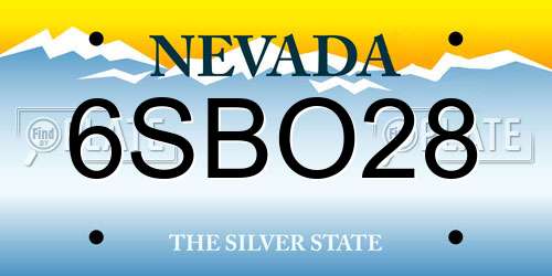6SBO28 Nevada License Plate