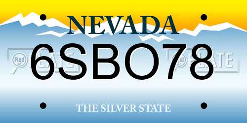 6SBO78 Nevada License Plate