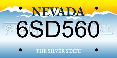 6SD560 Nevada License Plate