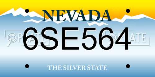 6SE564 Nevada License Plate