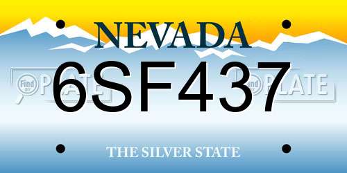 6SF437 Nevada License Plate