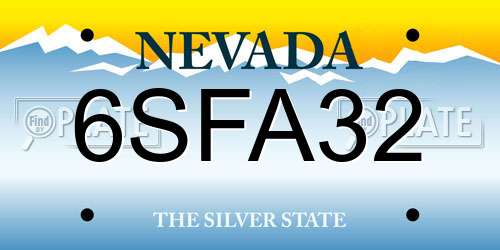 6SFA32 Nevada License Plate