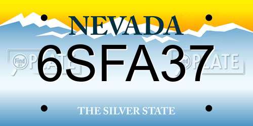 6SFA37 Nevada License Plate
