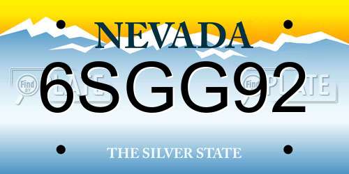 6SGG92 Nevada License Plate