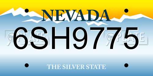 6SH9775 Nevada License Plate