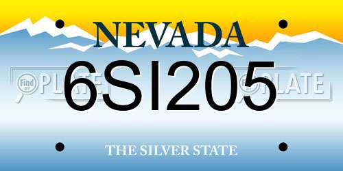 6SI205 Nevada License Plate
