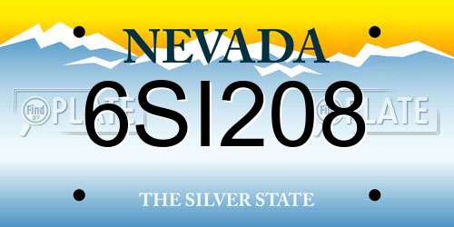 6SI208 Nevada License Plate