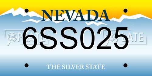 6SS025 Nevada License Plate