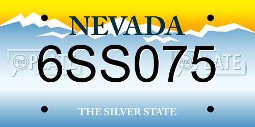 6SS075 Nevada License Plate