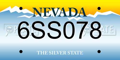 6SS078 Nevada License Plate