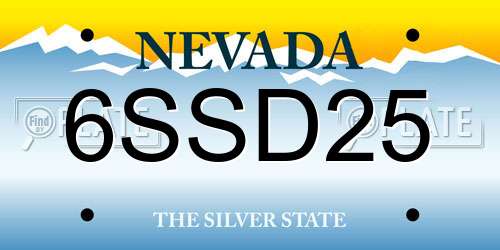 6SSD25 Nevada License Plate