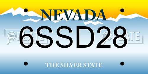 6SSD28 Nevada License Plate