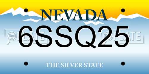 6SSQ25 Nevada License Plate