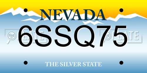 6SSQ75 Nevada License Plate