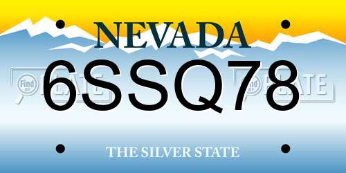 6SSQ78 Nevada License Plate