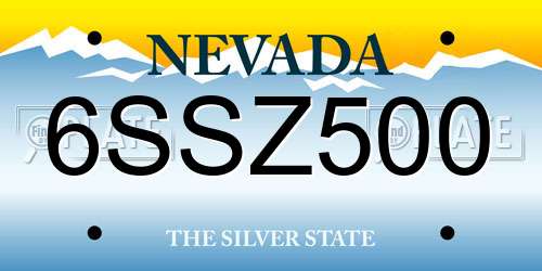 6SSZ500 Nevada License Plate