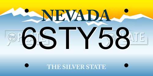 6STY58 Nevada License Plate
