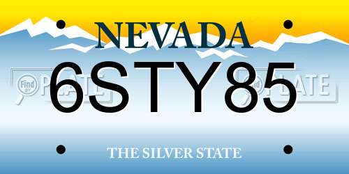 6STY85 Nevada License Plate