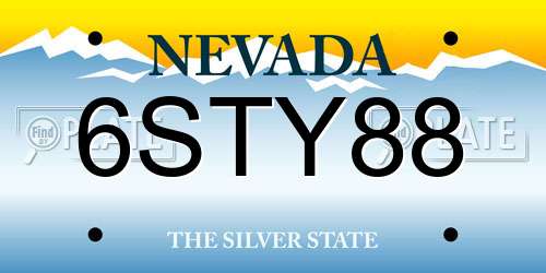 6STY88 Nevada License Plate