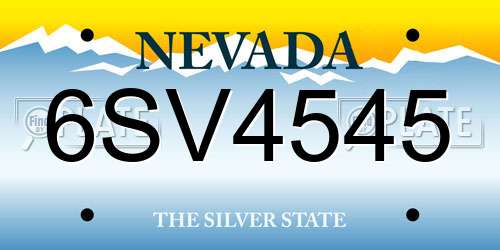6SV4545 Nevada License Plate