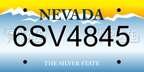6SV4845 Nevada License Plate