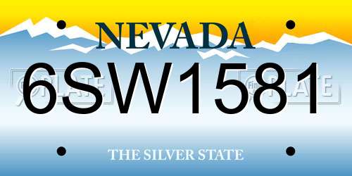 6SW1581 Nevada License Plate