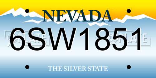 6SW1851 Nevada License Plate