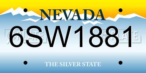 6SW1881 Nevada License Plate