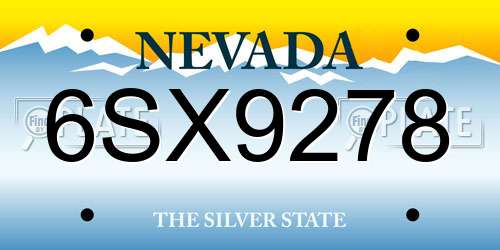 6SX9278 Nevada License Plate