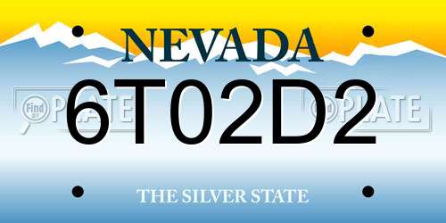 6T02D2 Nevada License Plate