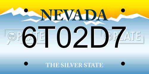 6T02D7 Nevada License Plate